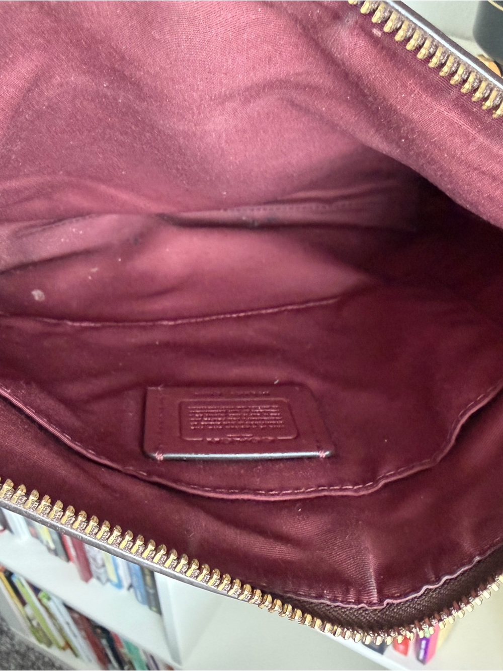 Coach Brown Signature Crossbody with Red Trim - Picture 5 of 5